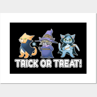 Three Halloween Cat Posters and Art